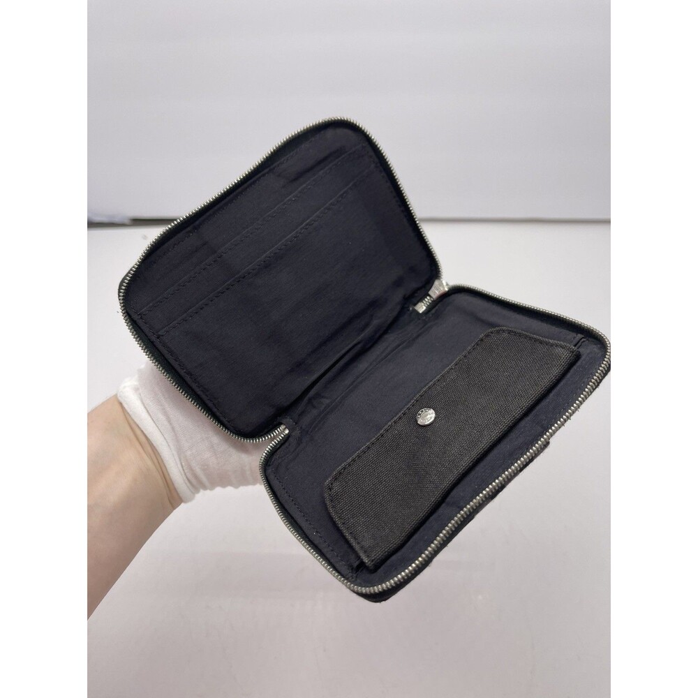 HERMES authentic bifold wallet Gray Made in France Fourre Tout cotton canvas - Picture 16 of 16